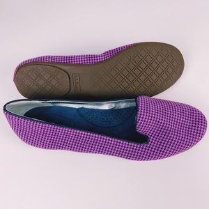 L.L. Bean Flats Pink Houndstooth Slip on Shoes